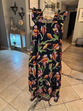 THML Black Dress with Tan, Brown & White Horse Print